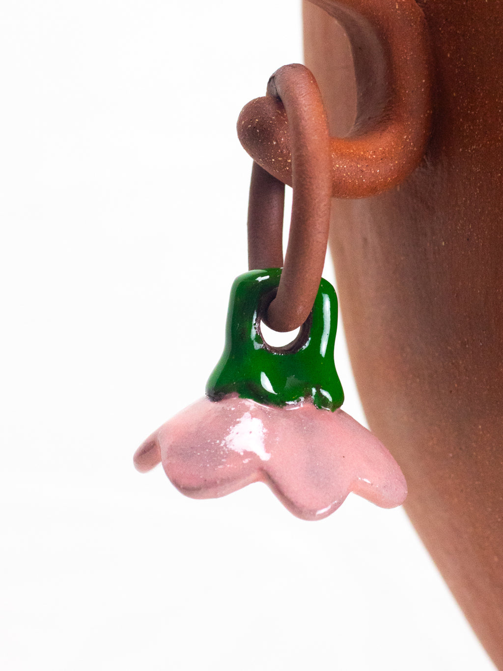 "Big Red" Vase with a set of Floral Earrings