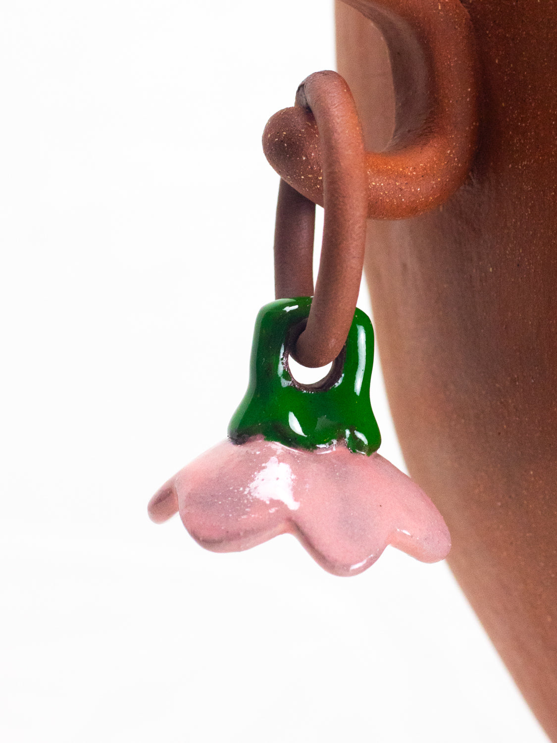 "Big Red" Vase with a set of Floral Earrings