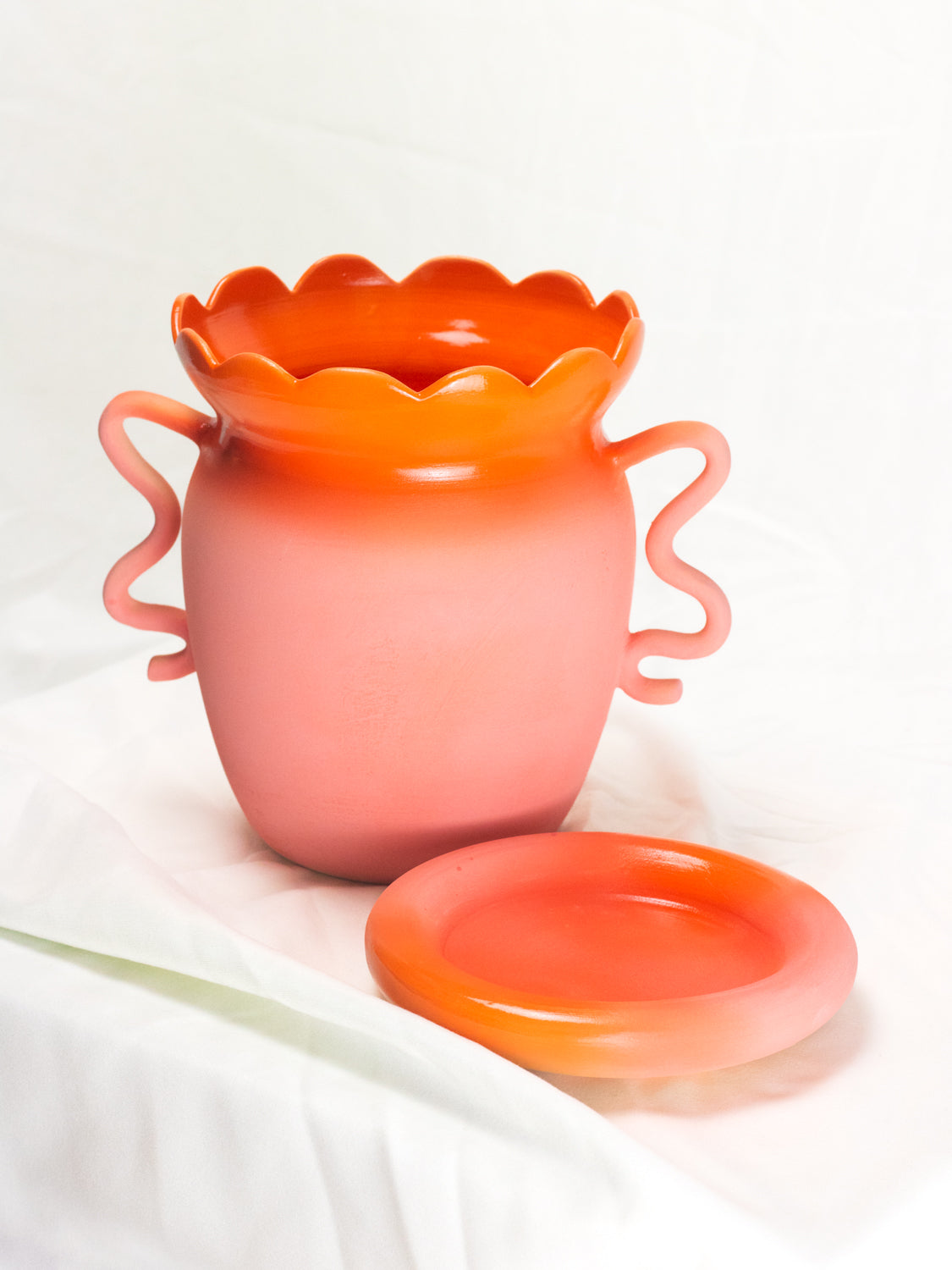 "Clementine Bubble Gum" Vase & Bubble Saucer