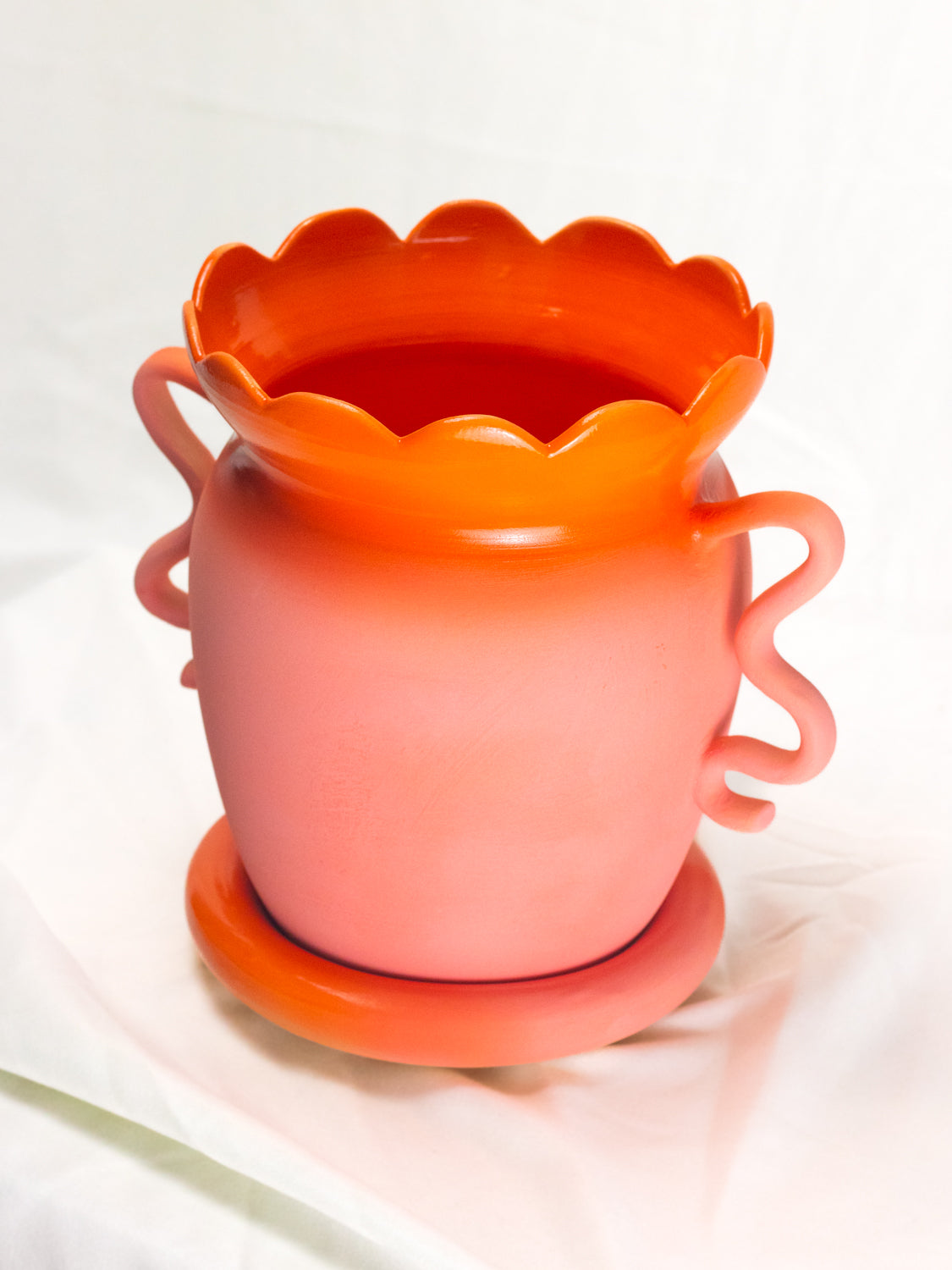 "Clementine Bubble Gum" Vase & Bubble Saucer